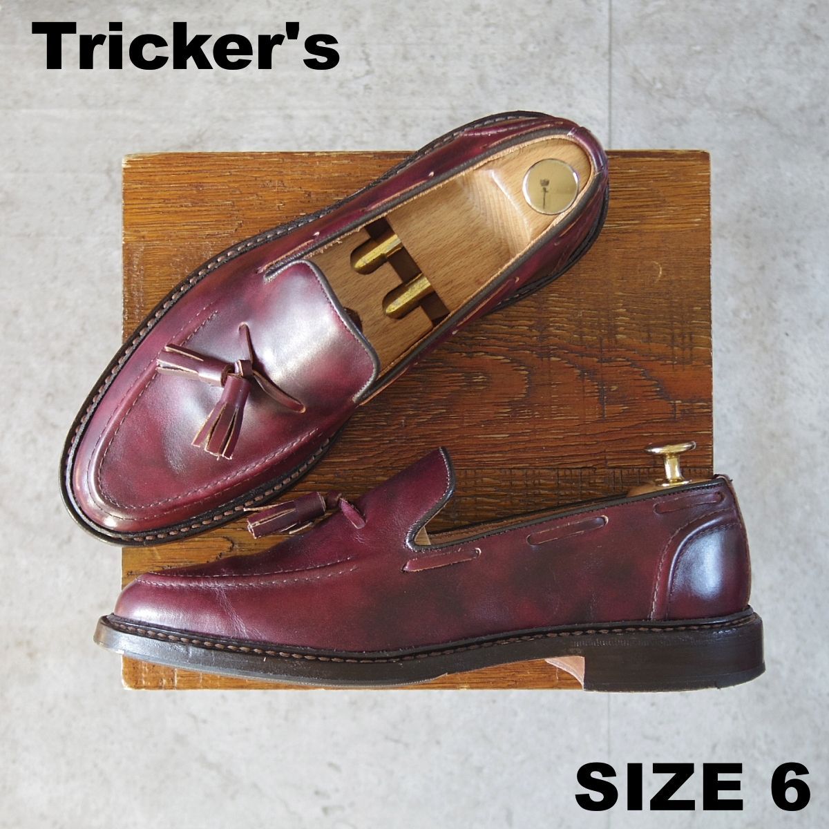 上 トリッカーズ SIZE 6 定価10万円以上 ミュージアムカーフ ELTON 8011 タッセルローファー 赤茶 メンズ Tricker s o 261