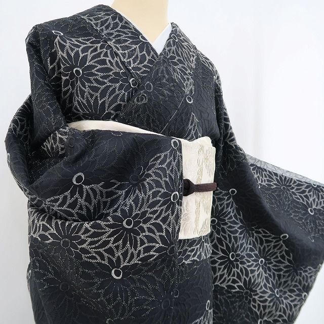 ❁tomihisa❁新品 オーガンジー 菊 着物“菊の花影に我が身を映し心留め