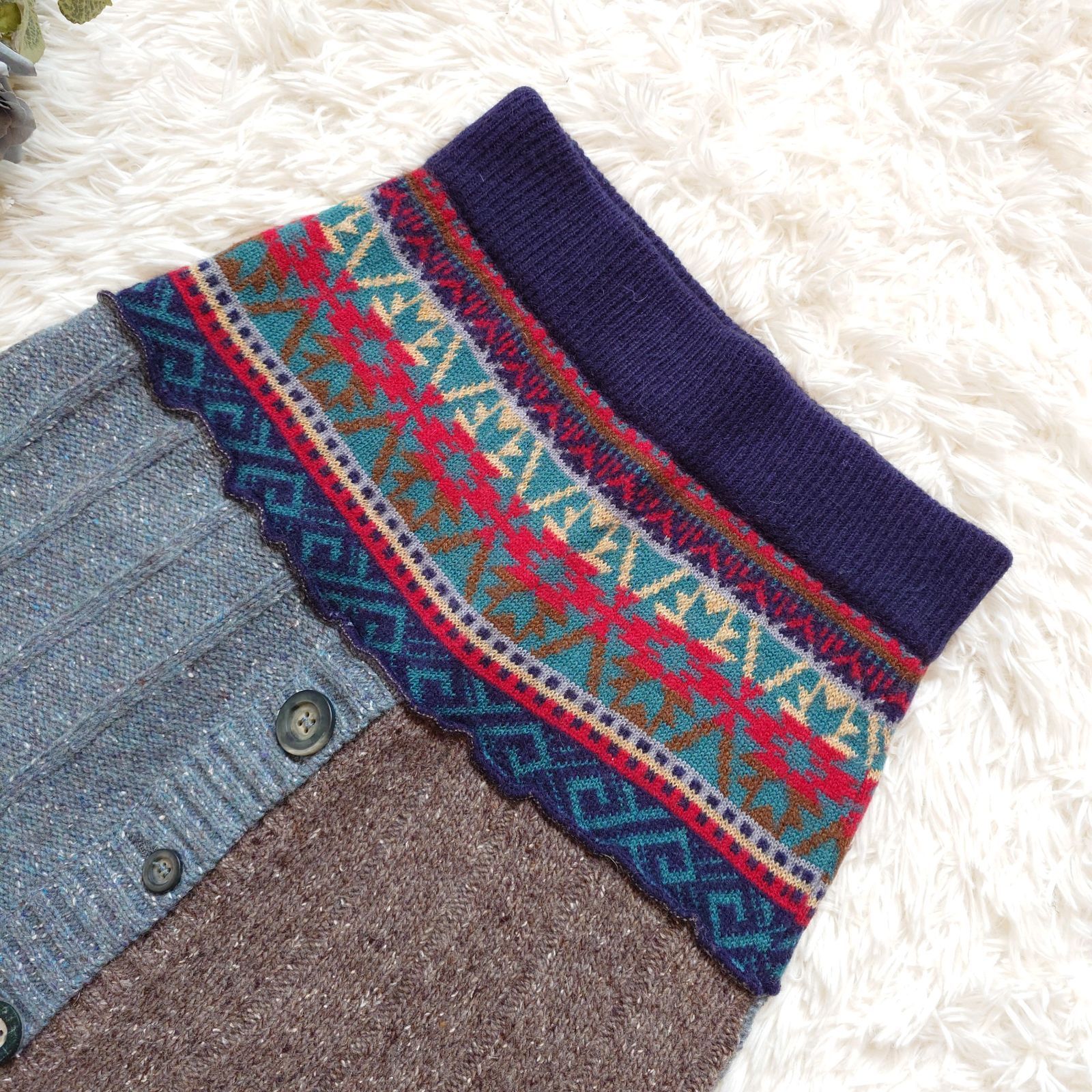 ドルチェアンドガッバーナ DOLCE-GABBANA maglie パッチワーク ニット フ スカート アルパカ アンゴラ モヘヤ イタリア製 マルチ