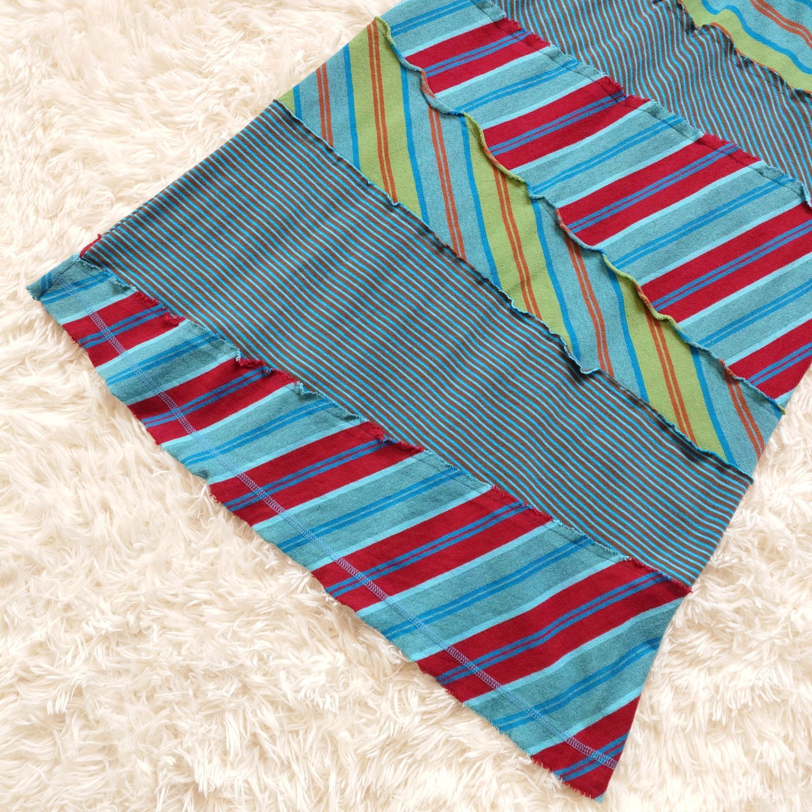  トリココムデギャルソン tricot COMME des GARCONS パッチワーク ニット ストライプ ボーダー ロング スカート マルチ コットン モード系 デザイナーズ フレアスカート ロングスカート