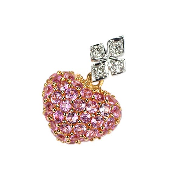 K18WG 笠原真寿美　クォーツ、ハートピンクサファイアペンダントトップ K18WG 笠原真寿美 クォーツ、ハートピンクサファイアペンダントトップ