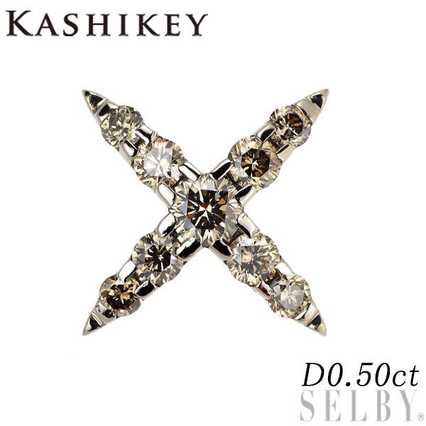 カシケイ K 18 BG ブラウン ダイヤモンド ピンブローチ 0.50 ct ネイキッド