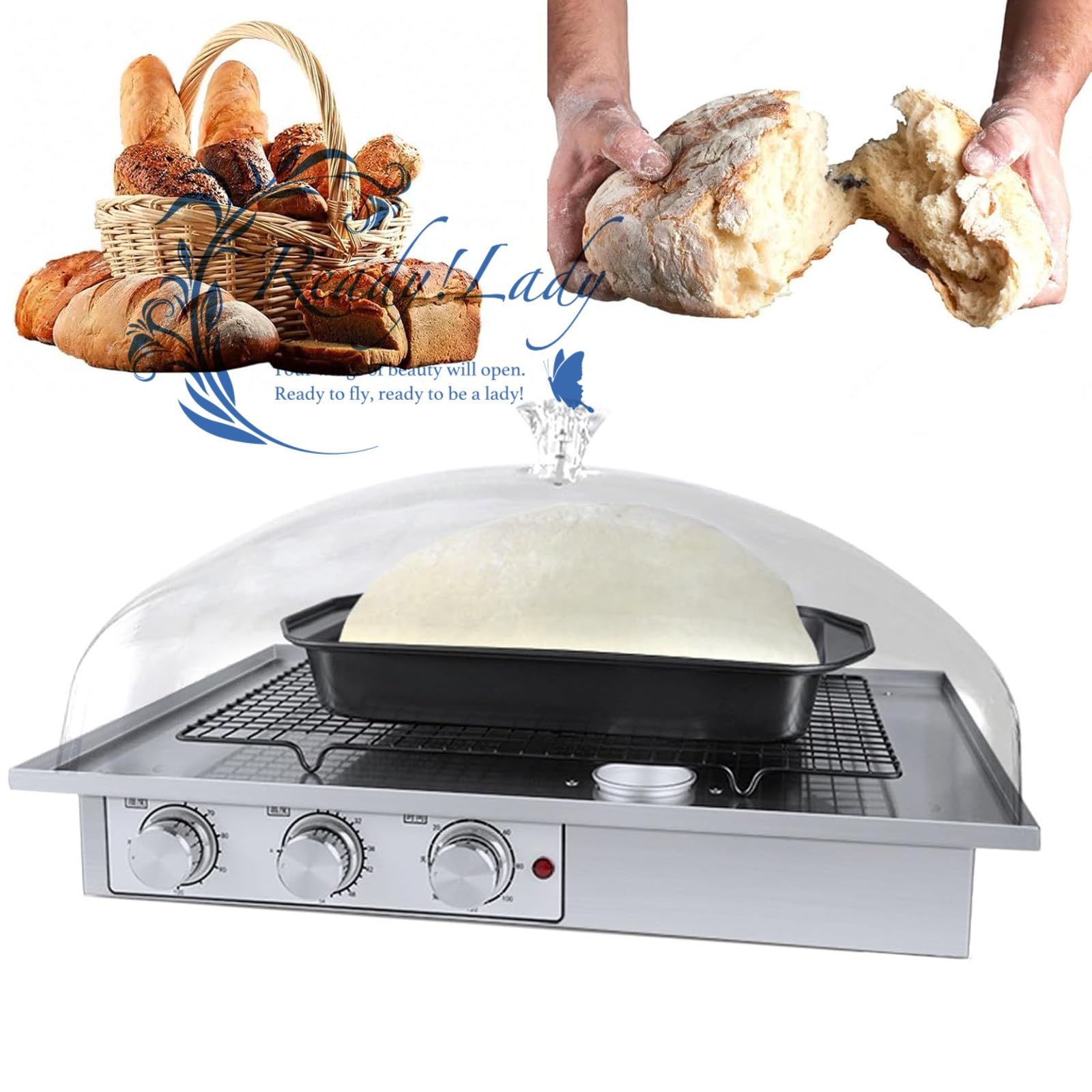 電動パン生地発酵機 湿度 温度 時間制御 滑り止めベース 取り外し なデザイン 510 360 290 mm