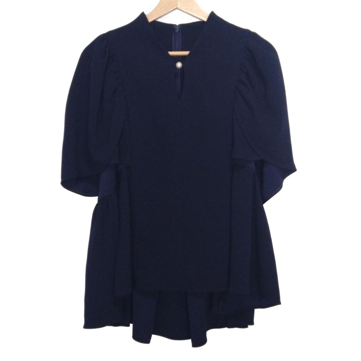 Arobe アローブ 半袖カットソー サイズ2 M レディース ネイビー パール