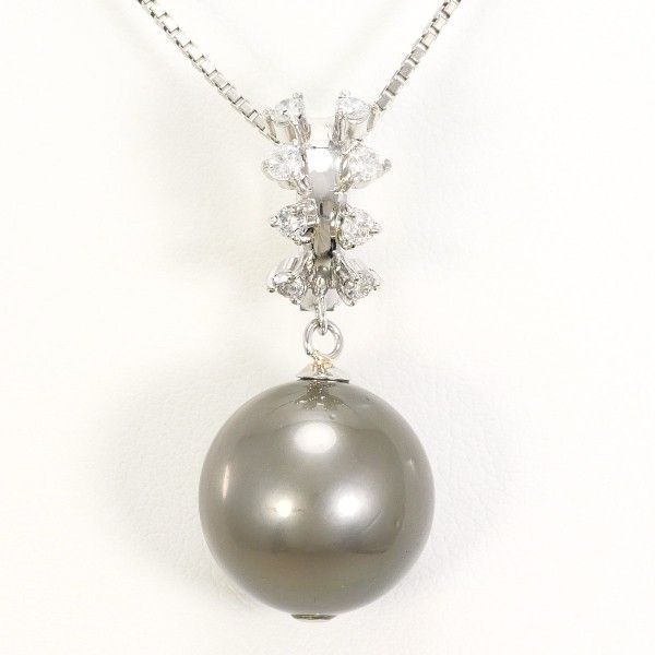 【黒蝶真珠ネックレス・イヤリングセット】10mm Pt900 チェーンPt850 黒蝶真珠ネックレス・イヤリングセット】10mm Pt900 チェーンPt850