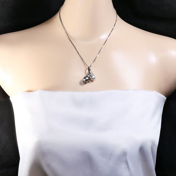 PT900 PT850 ネックレス necklace 南洋真珠 ダイヤ 0.15 カード鑑別書