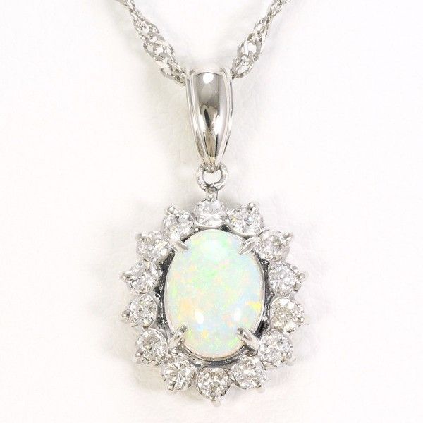 PT900 PT850 ネックレス necklace オパール 0.86 ダイヤ 0.43 カード