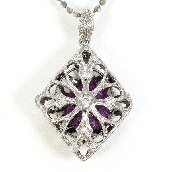 K18WG ネックレス necklace ルビー 6.460 ダイヤ 0.107 カード鑑別書