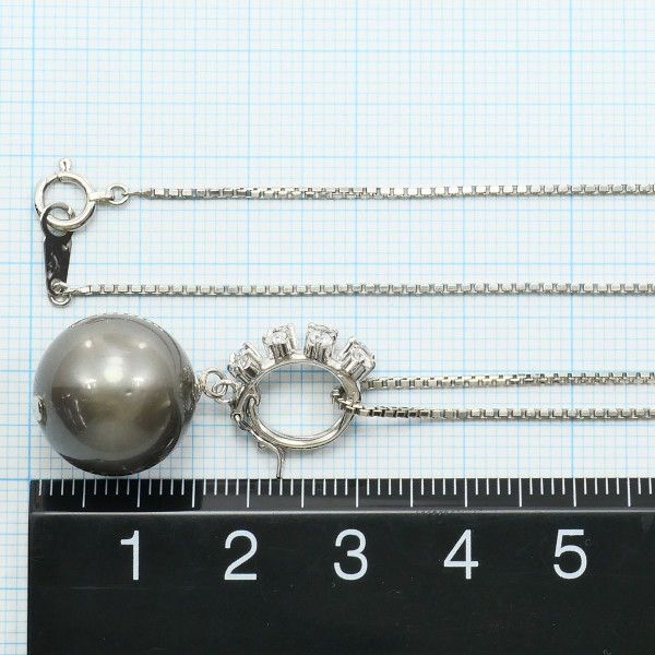 PT900 PT850 ネックレス necklace 黒蝶真珠 ダイヤ 0.32 カード鑑別書
