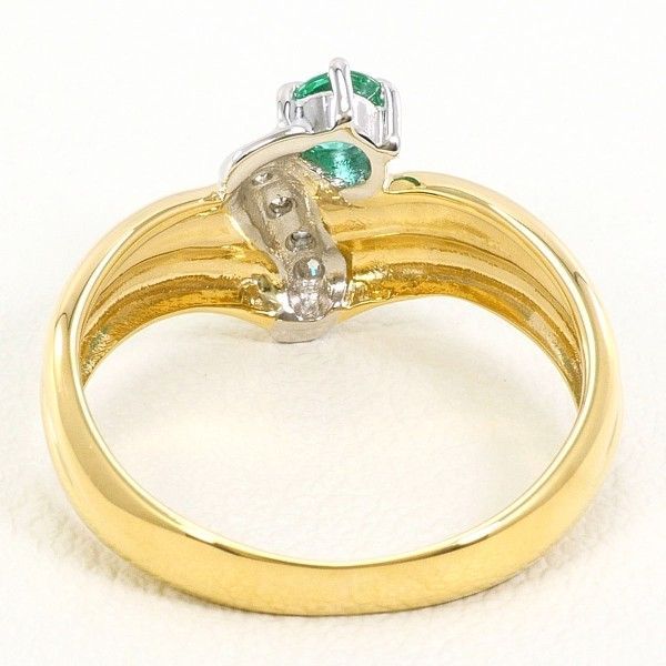 PT850 K18YG リング ring 指輪 9号 エメラルド ダイヤ 0.12 総重量約