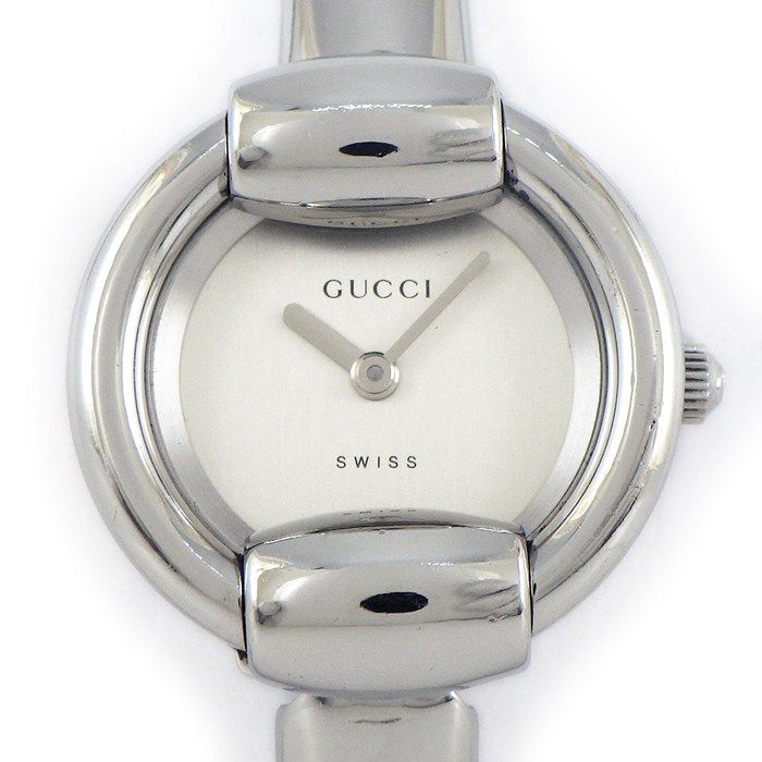 グッチ GUCCI 腕時計 バングルウォッチ ラウンド 1400 L シルバー文字盤 SS クオーツアナログ