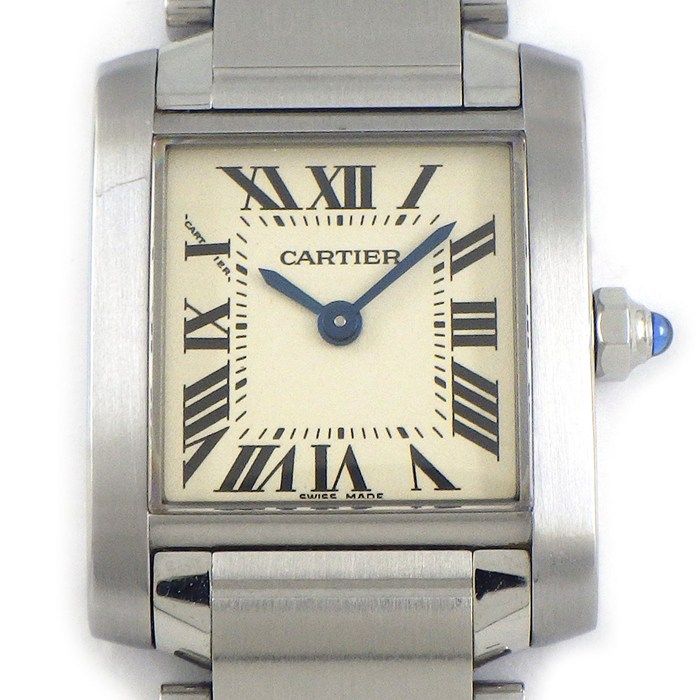 カルティエ Cartier 腕時計 タンクフランセーズSM スクエア アイボリー文字盤 ローマンインデックス SS クオーツアナログ