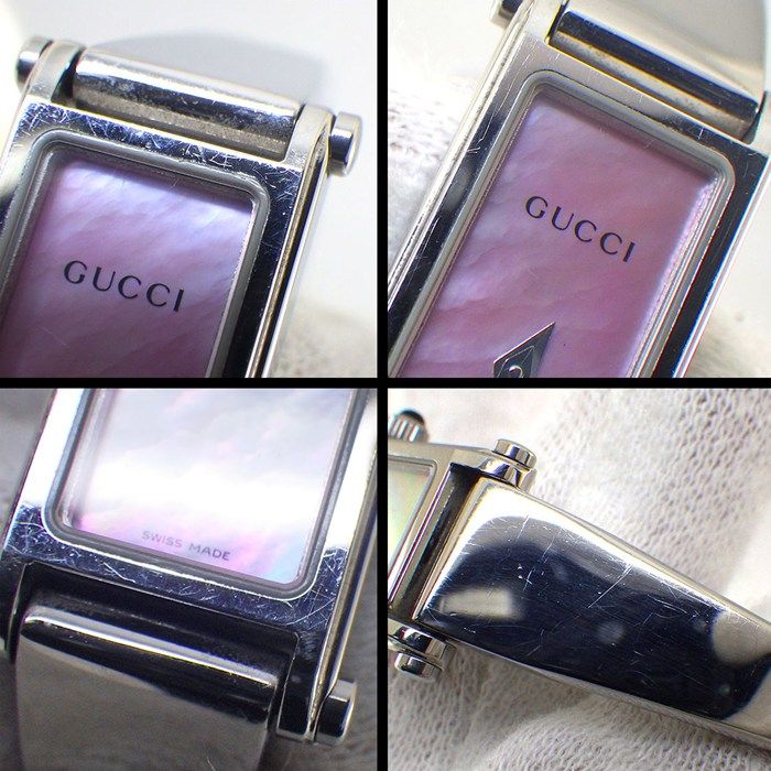 グッチ GUCCI 腕時計 バングルウォッチ 1500L レクタンギュラー ピンク
