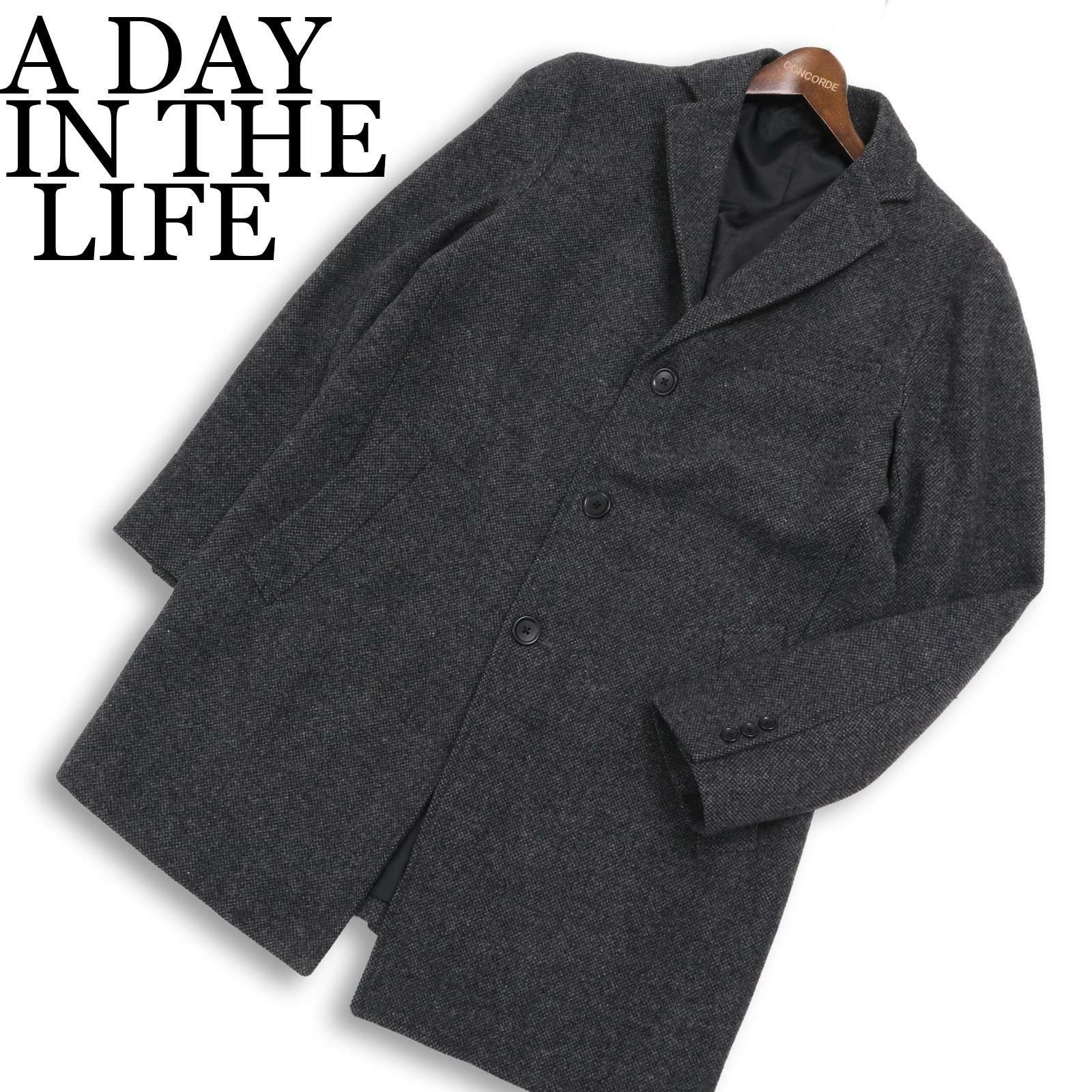 A DAY IN THE LIFE ユナイテッドアローズ 秋冬 ウール ツイード チェスター コート Sz.XL メンズ 大きいサイズ