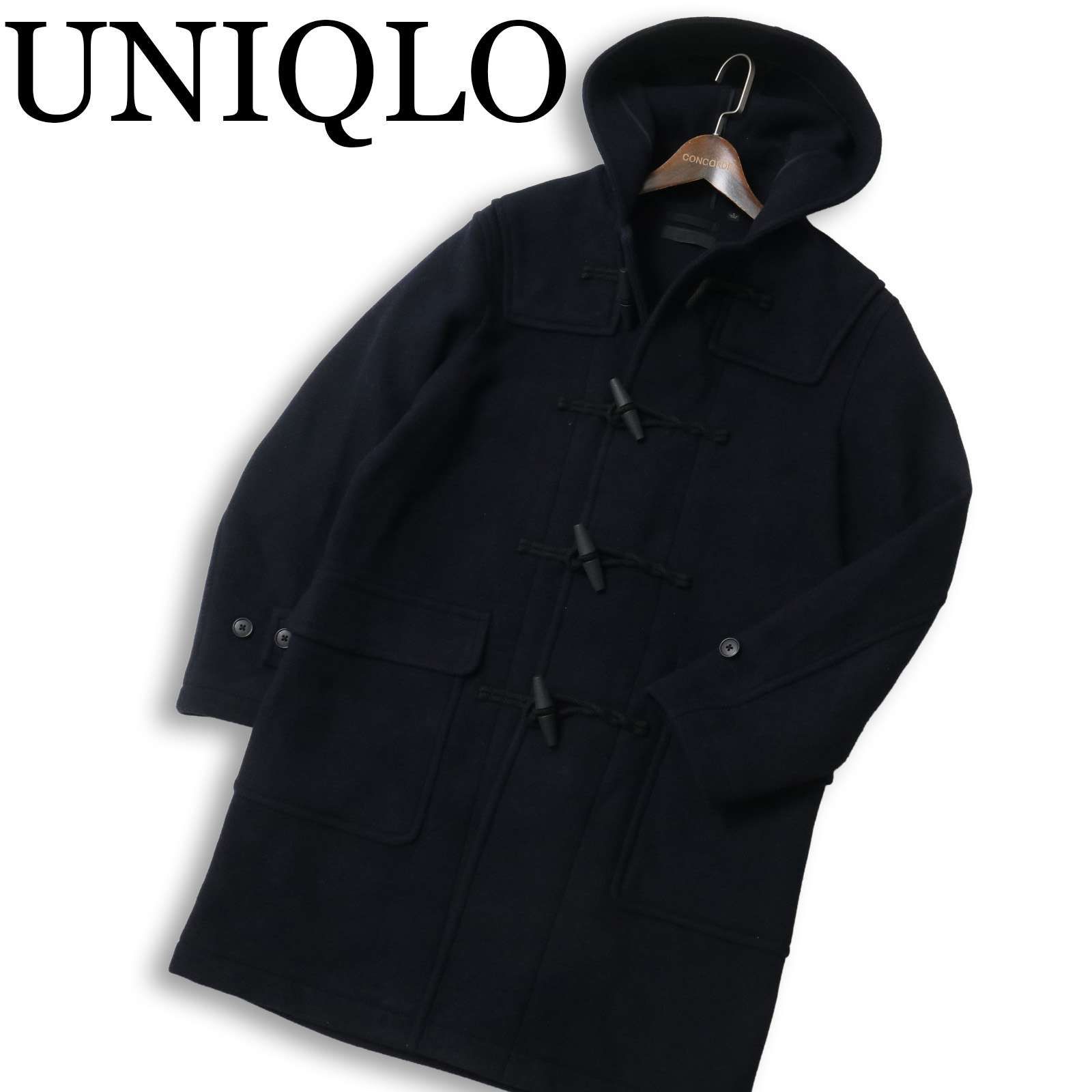 ユニクロ　ウールブレンドダッフルコート L ネイビー UNIQLO ユニクロ 秋冬☆ ウール ブレンド ダッフル コート Sz.S メンズ