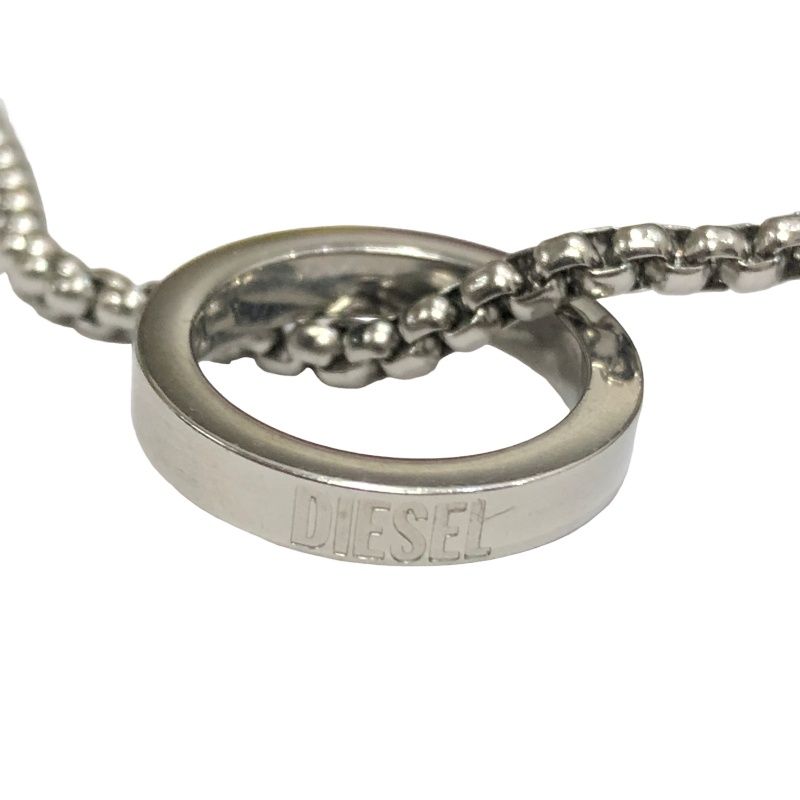 diesel ステンレススチール 二重リングネックレス 国内直営DIESEL ディーゼル ダブルリングネックレス Giftにも