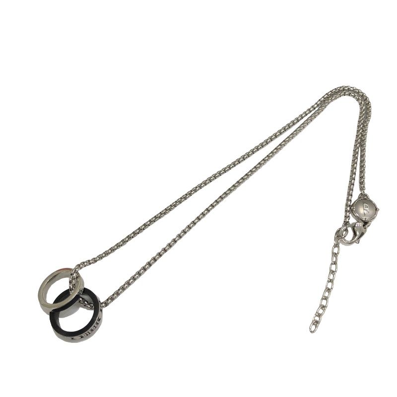 DIESEL ディーゼル ネックレス ダブルリングチャーム ステンレス