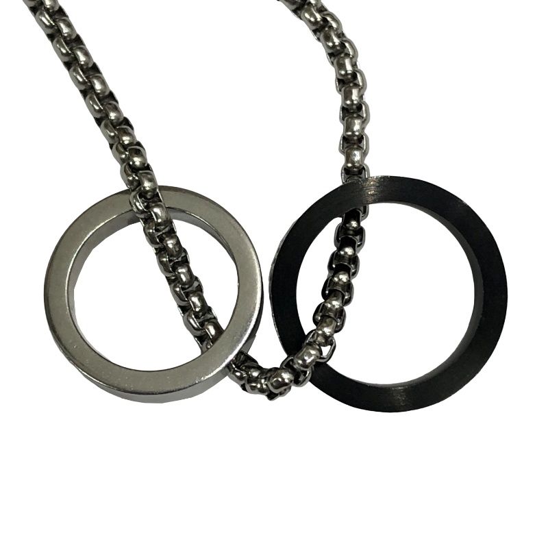 DIESEL ディーゼル ネックレス ダブルリングチャーム ステンレス