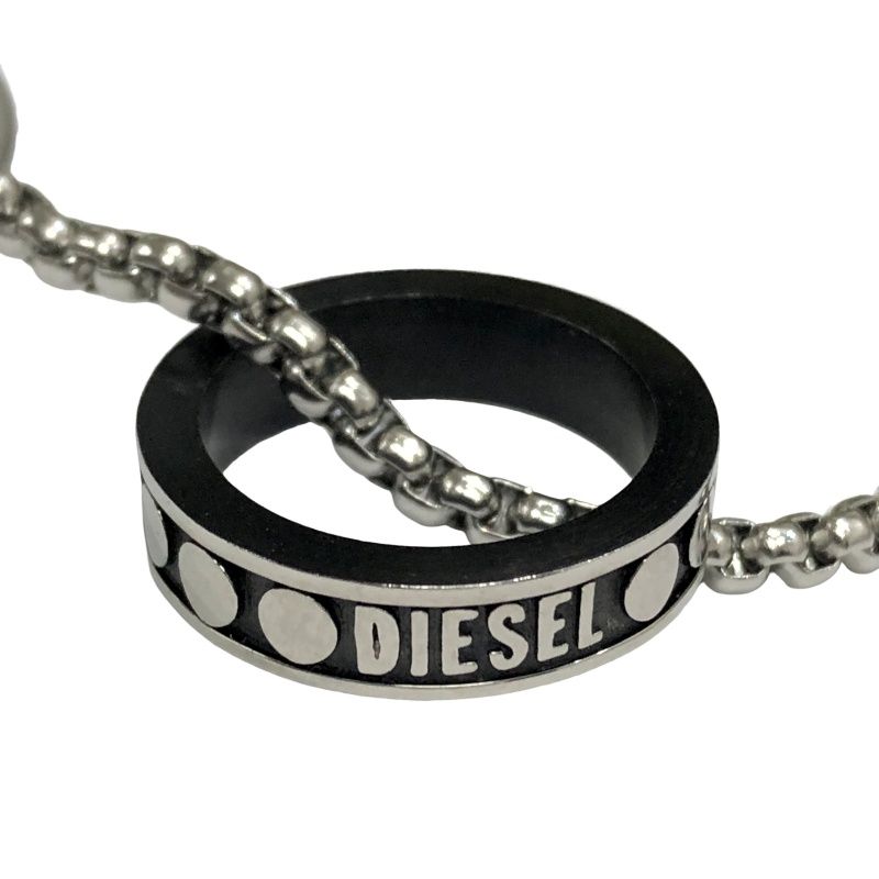 DIESEL ディーゼル ネックレス ダブルリングチャーム ステンレス