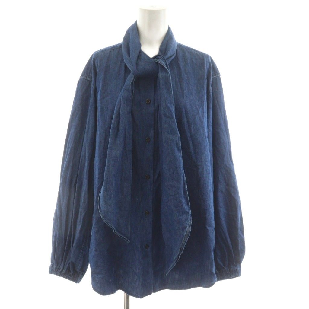 ブリル BRILL 25 SS ボウタイデニムブラウスデニムシャツ ブラウス 長袖 F 青 ブルー AN 69