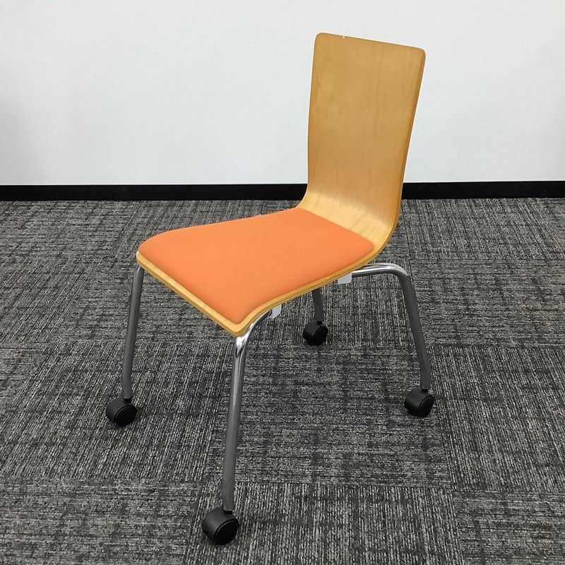  ミーティングチェア 4脚セット アールエフヤマカワ RFC FPCAOR 天然木 オレンジ キャスター付き プライウッドキャスターチェア スタッキング 会議用チェア 会議椅子 シンプル おしゃれ 地域 バーチェア オフィスチェア ワークチェア 椅子 チェア