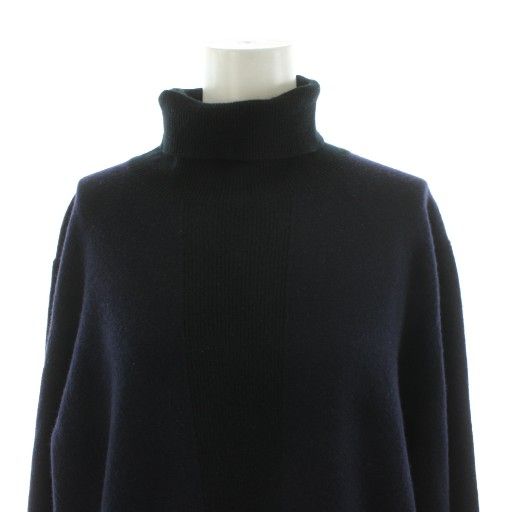 エルメス HERMES ニット セーター 長袖 タートルネック カシミヤ L 紺