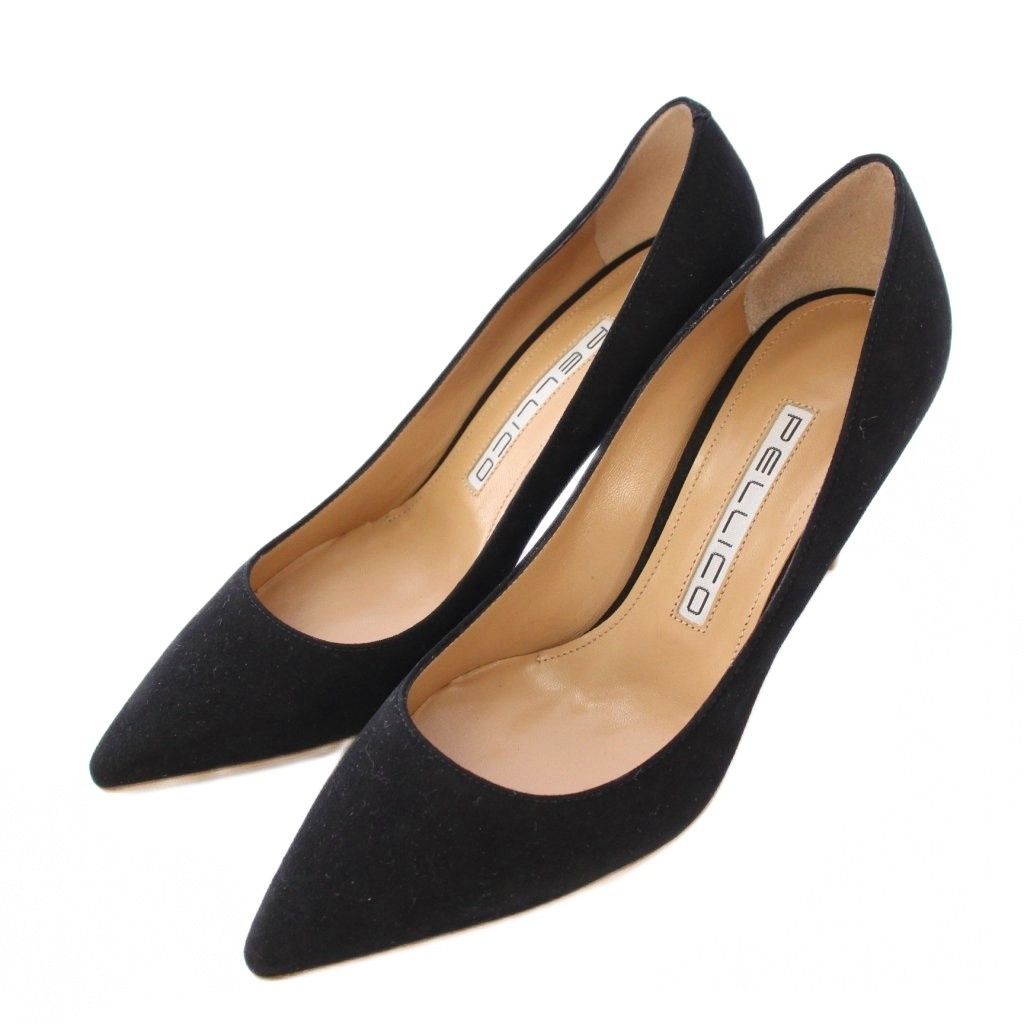 ペリーコ PELLICO パンプス ポインテッドトゥ ハイヒール スエード ワン 36 黒 ブラック BB