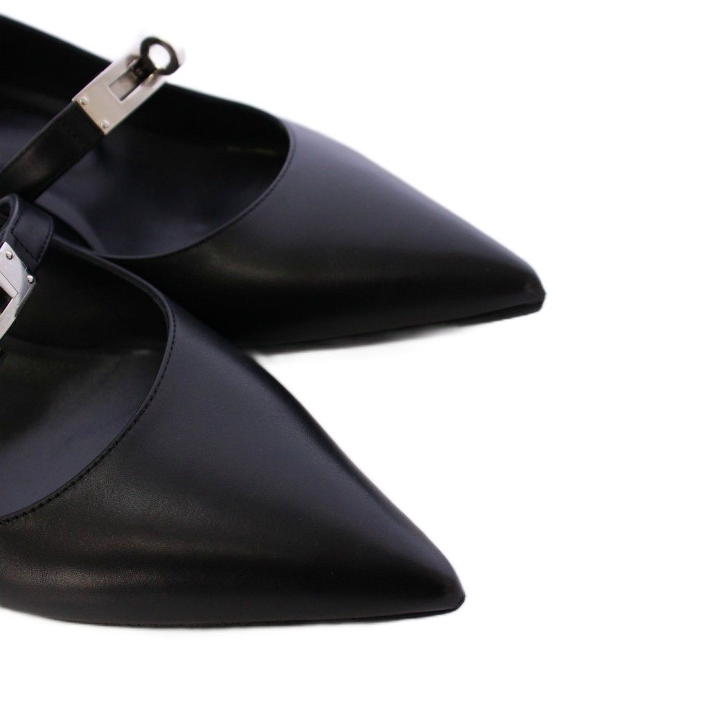 エルメス HERMES Kiara キアラ ケリーバックル パンプス レザー 37 黒