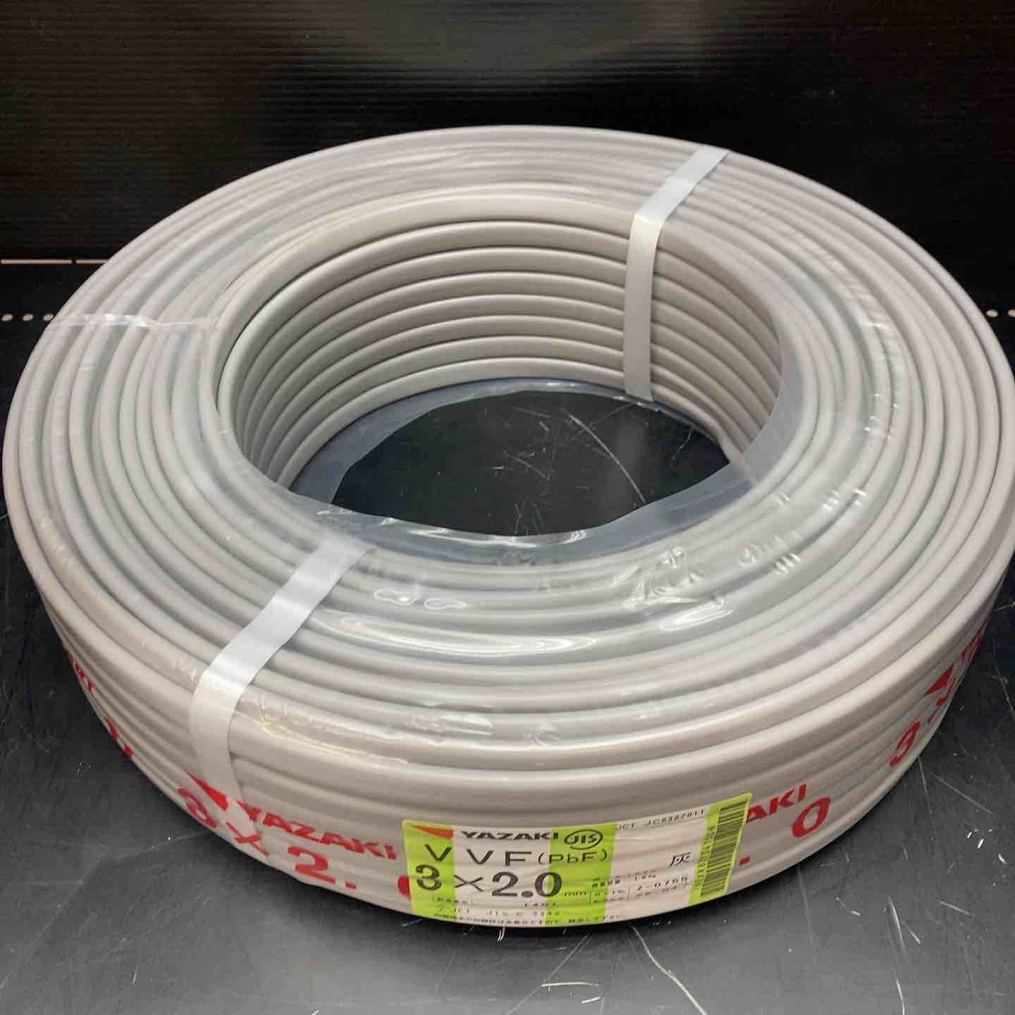◇矢崎 VVFケーブル 2.0mm×3芯 100m巻 (灰色) VVF2.0mm×3C×100m YAZAKI