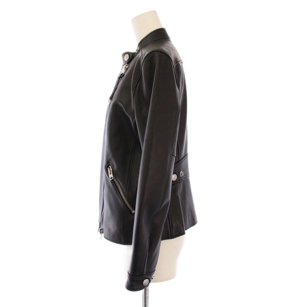 コーチ COACH アップタウンレーサージャケット ライダース レザー 革ジャン 羊革 ジップアップ ショート丈 S 黒 ブラック F 33830 BB