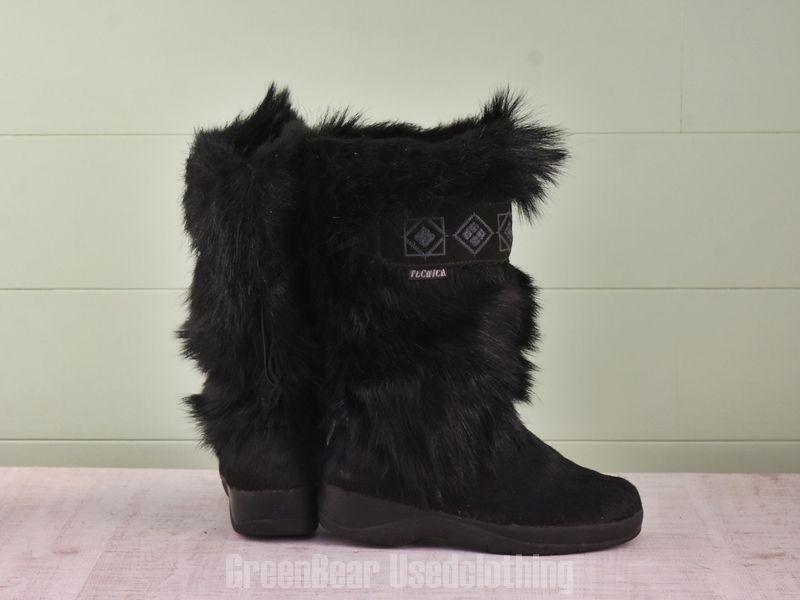 E 347 イタリア製 TECNICA ビンテージ エスキモーブーツ 黒 レディース EU 38.5 USL 7.5 24 cm