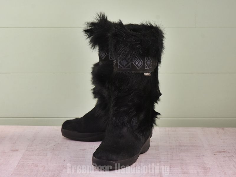 E 347 イタリア製 TECNICA ビンテージ エスキモーブーツ 黒 レディース EU 38.5 USL 7.5 24 cm