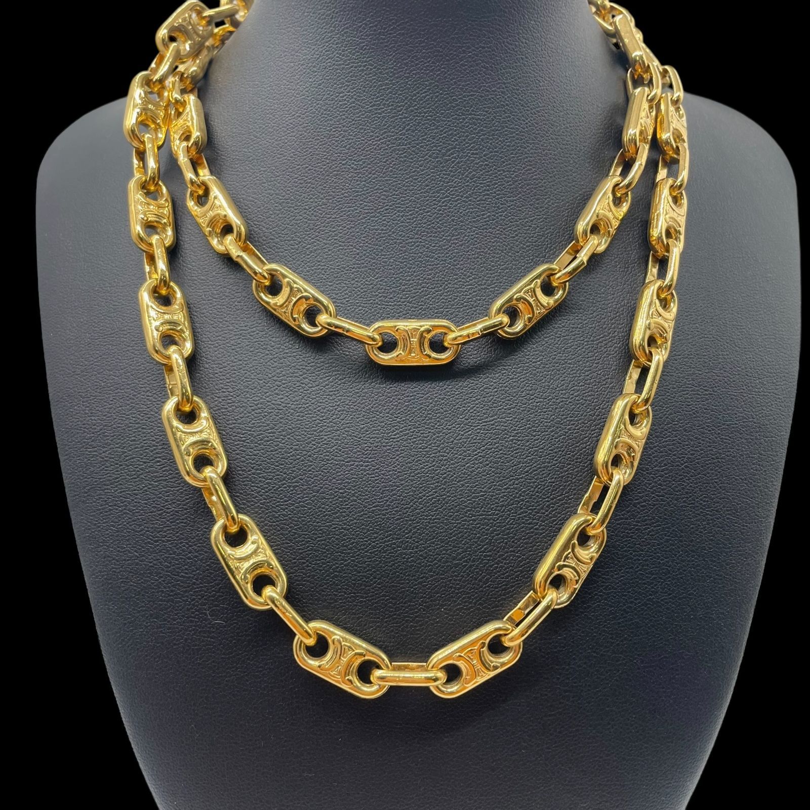 希少 CELINE セリーヌ ロングチェーンネックレス トリオンフチェーン