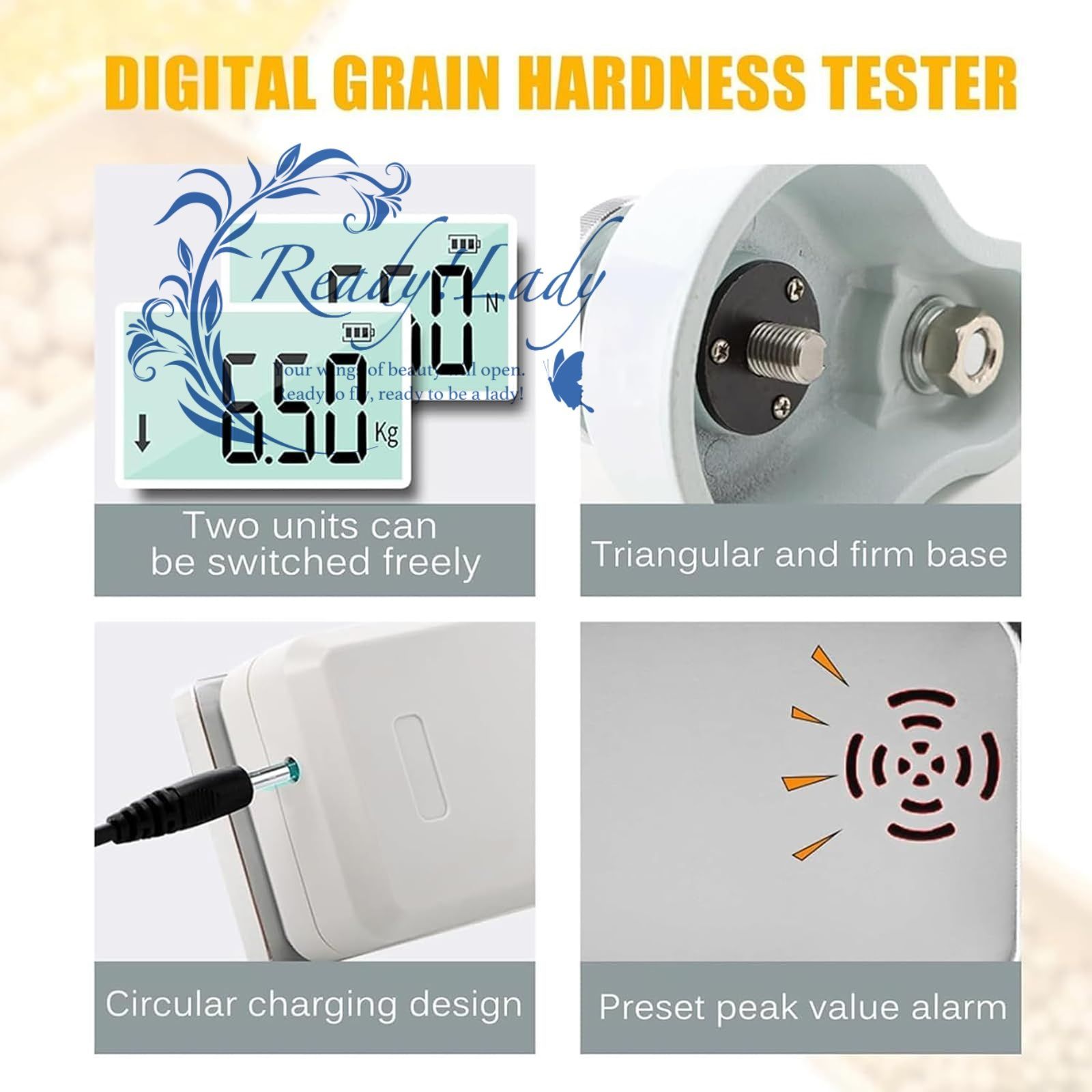  デジタル粒硬度テスター 小麦および米の硬度テスター 3つの測定モード プリセット値アラーム 小麦 トウモロコシ 大豆 ムンゲン その他 計測 検査