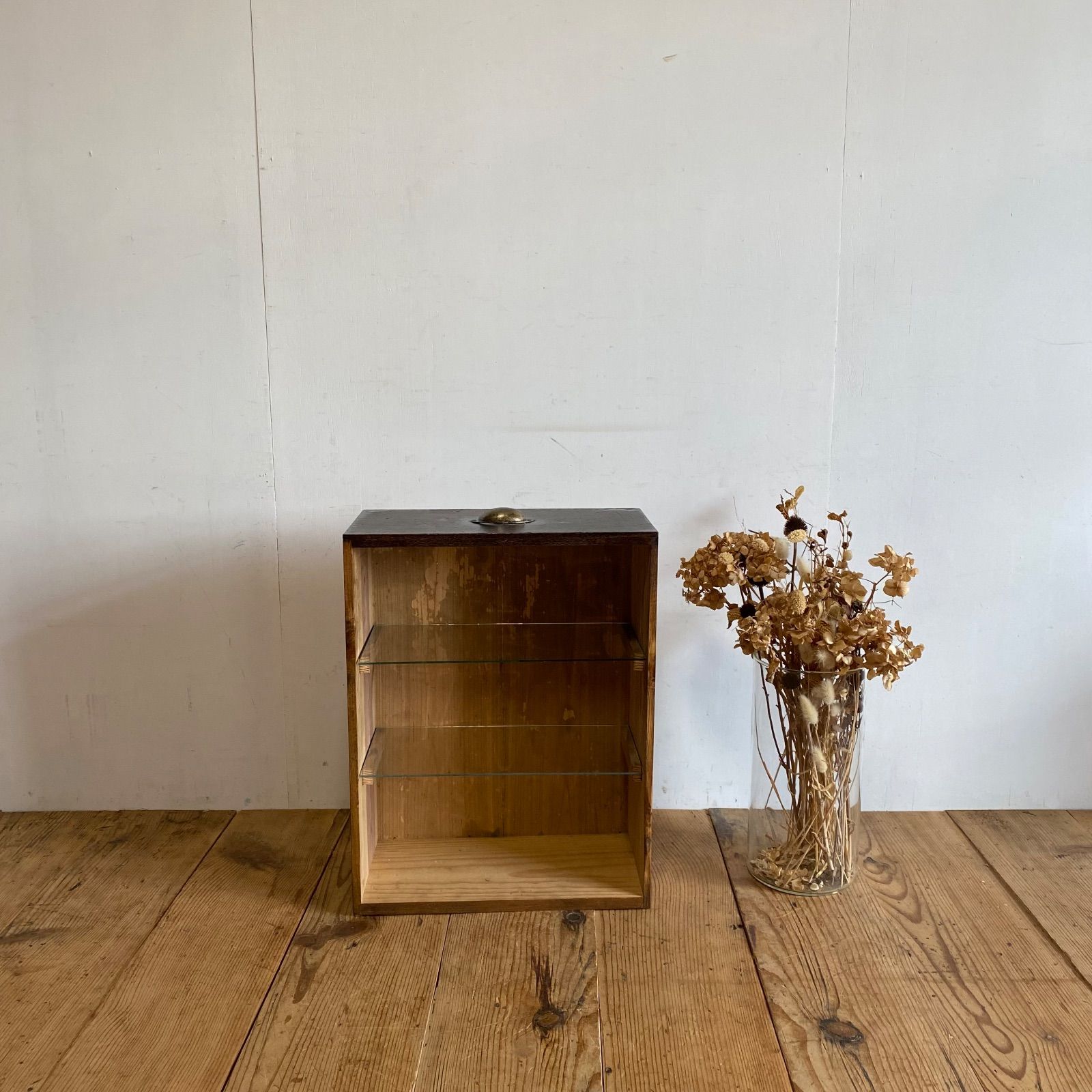 アンティーク 古家具 卓上ガラス棚 小型ショーケース 木製 飾り棚