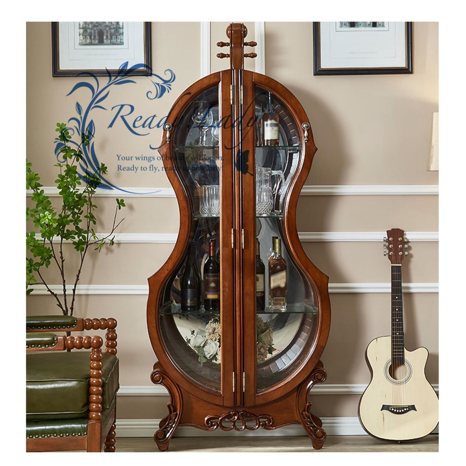 酒棚 ディスプレイ チェロ型無垢材ウイスキー＆ワインキャビネット｜おしゃれ酒棚 ボトルラック ワイングラス収納 ウイスキー棚