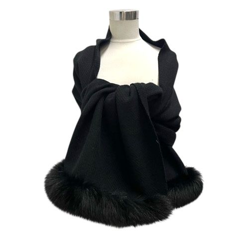 ハナエモリ HANAE MORI ストール ショール マフラー ファー 黒 ブラック