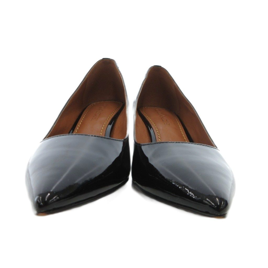 コーチ COACH パンプス シューズ エナメル ポインテッドトゥ 37.5 黒 ブラック JS GY 53