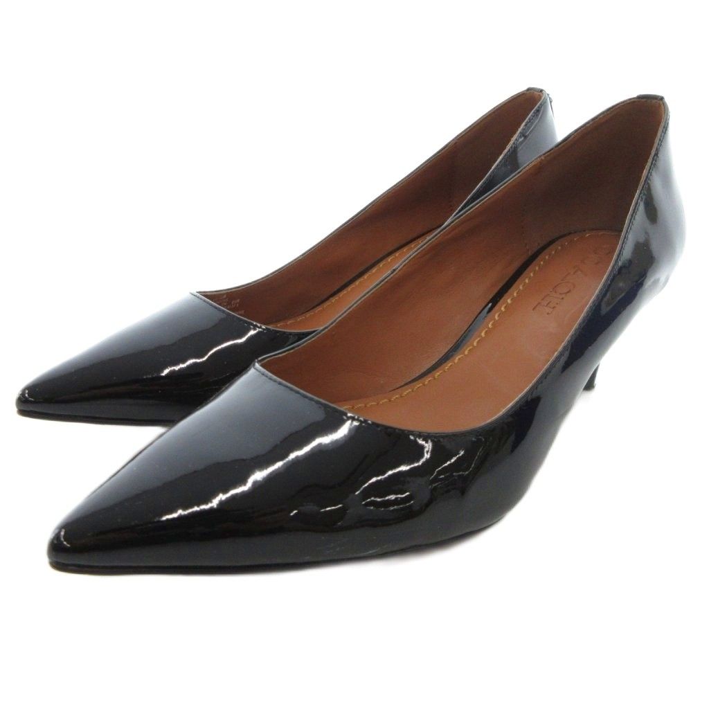 コーチ COACH パンプス シューズ エナメル ポインテッドトゥ 37 5 黒 ブラック JS GY 53