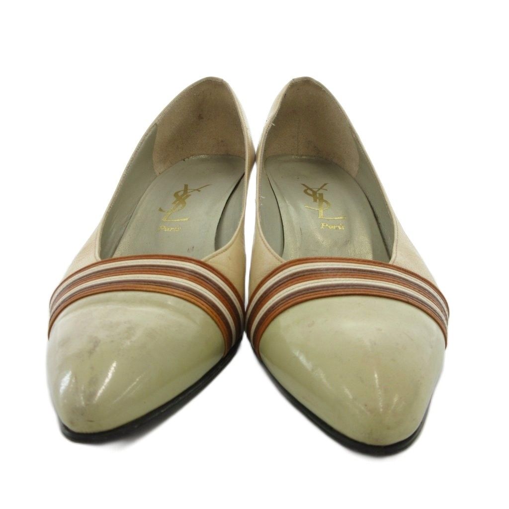 イヴサンローラン YVES SAINT LAURENT パンプス レザー ポインテッドトゥ 36.5 ベージュ JS GY 53