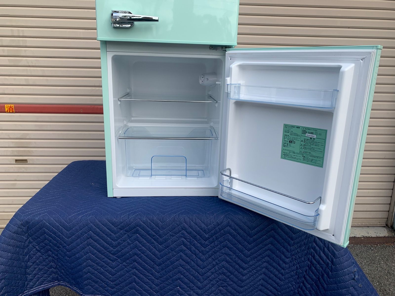 レトロ調 2ドア冷蔵庫 Grand-Line ミントグリーン 2018年製 - メルカリ