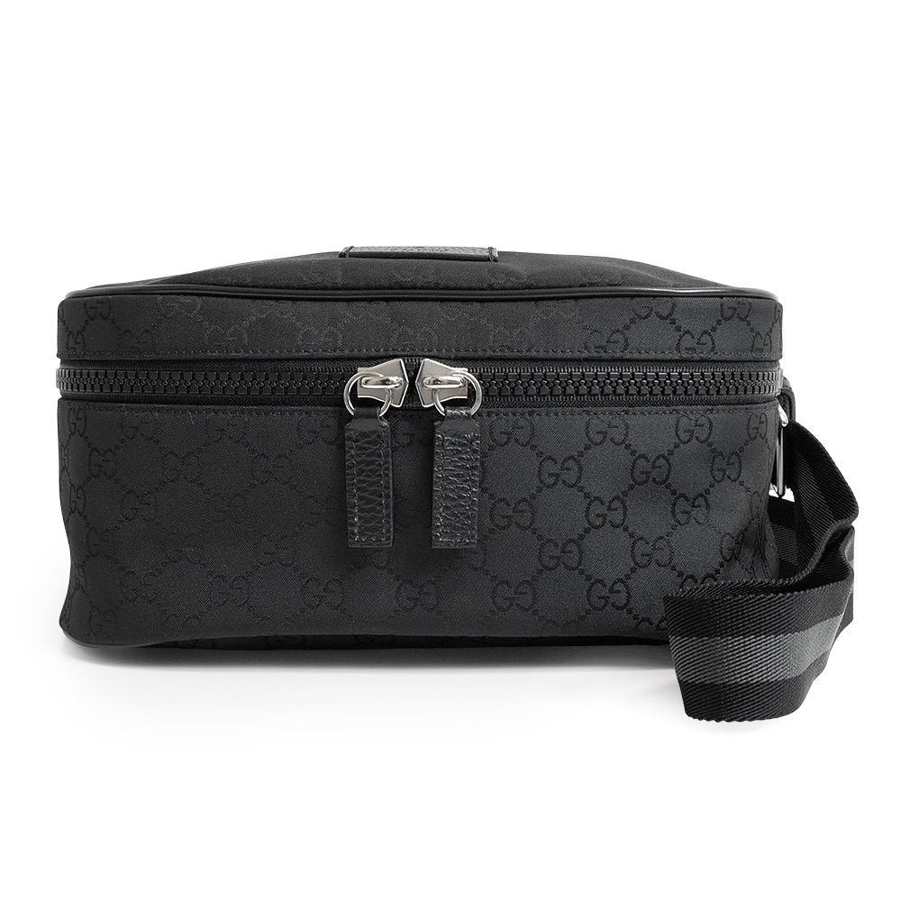 グッチ　ボディバッグ ウエストポーチ GG柄 ブラック　黒　ナイロン　レザー 希少 GUCCI GG柄 ウエストバッグ ウエストポーチ グッチ ブラック 黒