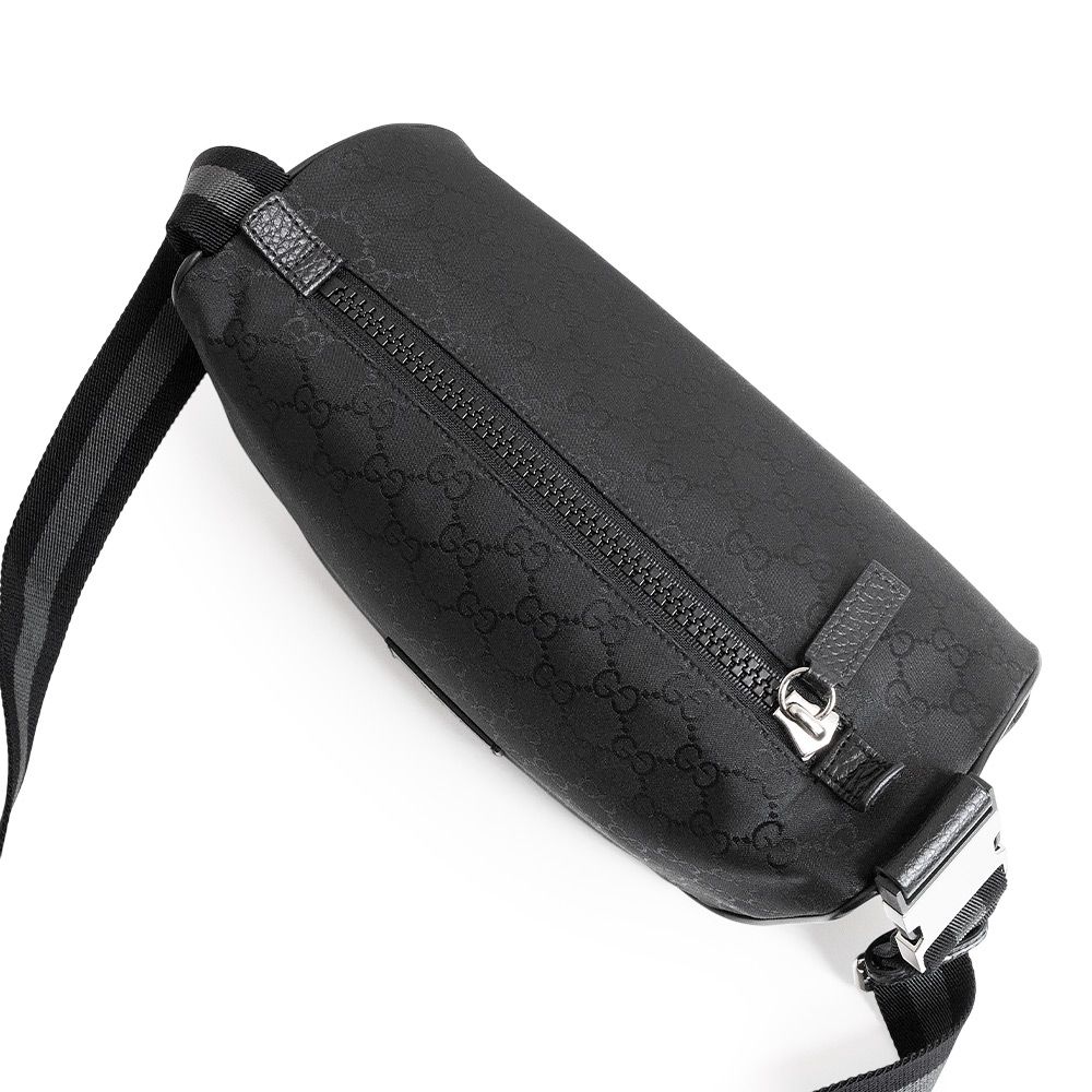 グッチ ウエスト ボディバッグ 斜め掛け GGナイロン レザー ブラック