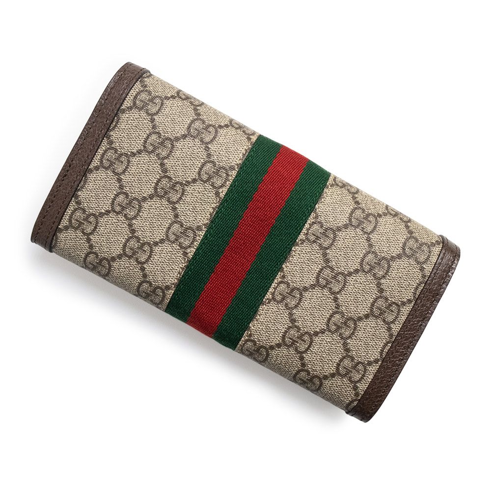  グッチ オフィディア GG コンチネンタルウォレット 二つ折り長財布 GGスプリームキャンバス レザー ベージュ エボニー ブラウン ゴールド金具 523153 GUCCI 長財布 小物