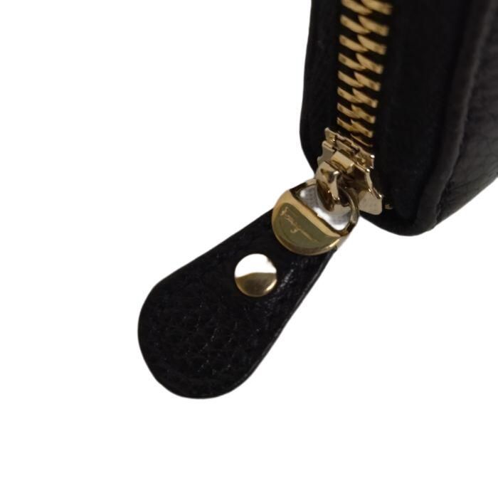  東店85-2784-2512 店舗併売 SALVATORE FERRAGAMO サルヴァトーレフェラガモ ネロ ガンチーニ カーフ レザー ロング ジップ アラウンド ウォレット 長財布 ブラック 長財布 小物