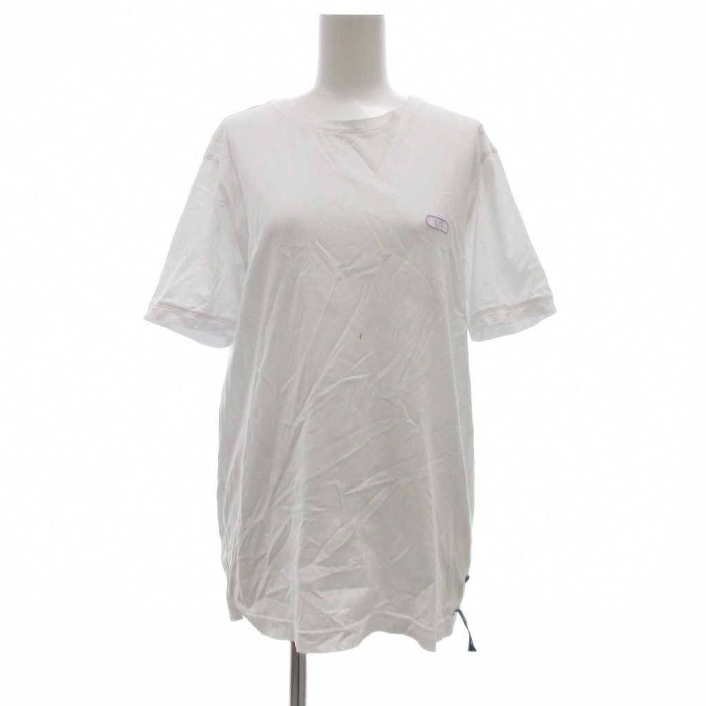 フェンディ FENDI Tシャツ カットソー ロゴ刺繍 半袖 L 白 ホワイト JS GY 53