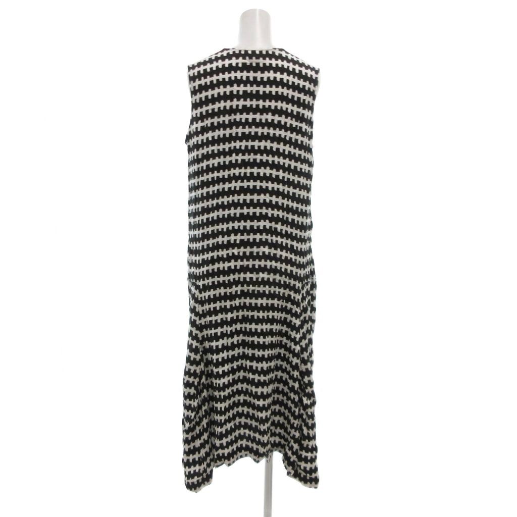 コムデギャルソンコムデギャルソン COMME des GARCONS カットワンピース ノースリーブ 総柄 ボーダー S 白 ホワイト 黒 ブラック JS GY 53