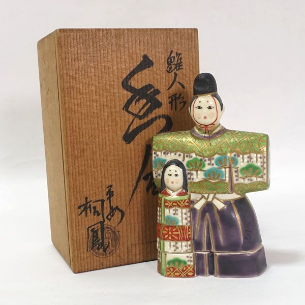 清水焼 平安桐鳳 ◆【茶道具】清水焼/平安桐鳳作 立雛 香合 茶道具 インテリア 清水焼 ギフト【中古】 [0220543124] 清水焼 平安桐鳳 ◇【茶道具】清水焼/平安桐鳳作 立雛 香合 茶道具