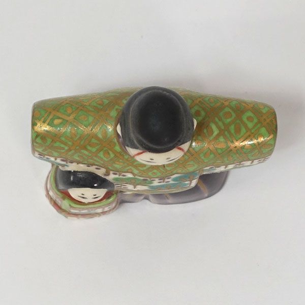 清水焼 平安桐鳳 ◇【茶道具】清水焼/平安桐鳳作 立雛 香合 茶道具