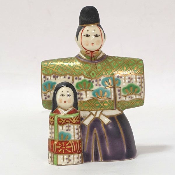 清水焼 平安桐鳳 ◇【茶道具】清水焼/平安桐鳳作 立雛 香合 茶道具